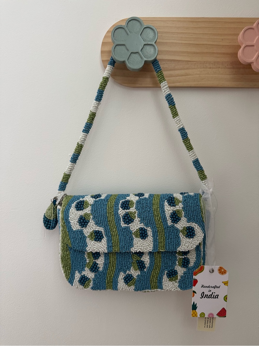 VIRAL tiktok Beaded Blackberry Blueberry Shoulder Bag in Blue, White & Green